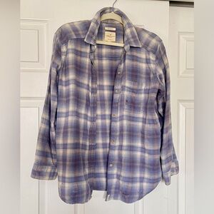 American Eagle Blue Plaid Button Down Flannel Shirt